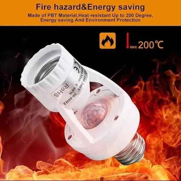 Motion Sensor Bulb Light White ABS 200°C Heat Resistant