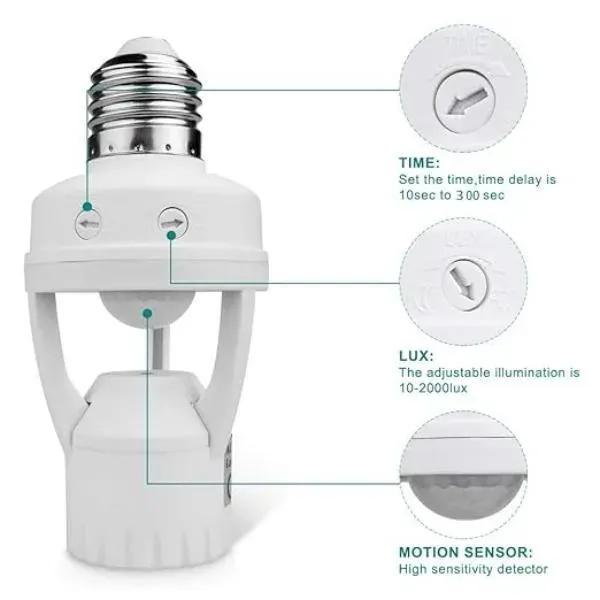 Motion Sensor Bulb Light White ABS 200°C Heat Resistant