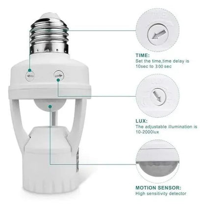 Motion Sensor Bulb Light White ABS 200°C Heat Resistant