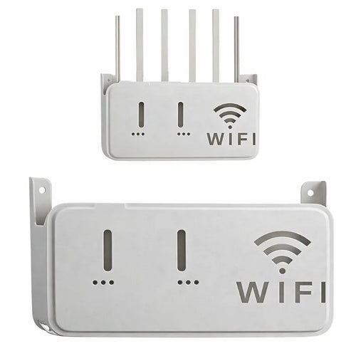 Light Gray WiFi Router Storage Box & Wall Mount Shelf  Universal Cable Organizer | Space-Saving Holder for Modem, Set-Top Box & Smart Devices | Home & Office Use